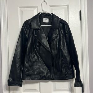 Black Faux Leather Jacket | Old Navy | Size XL